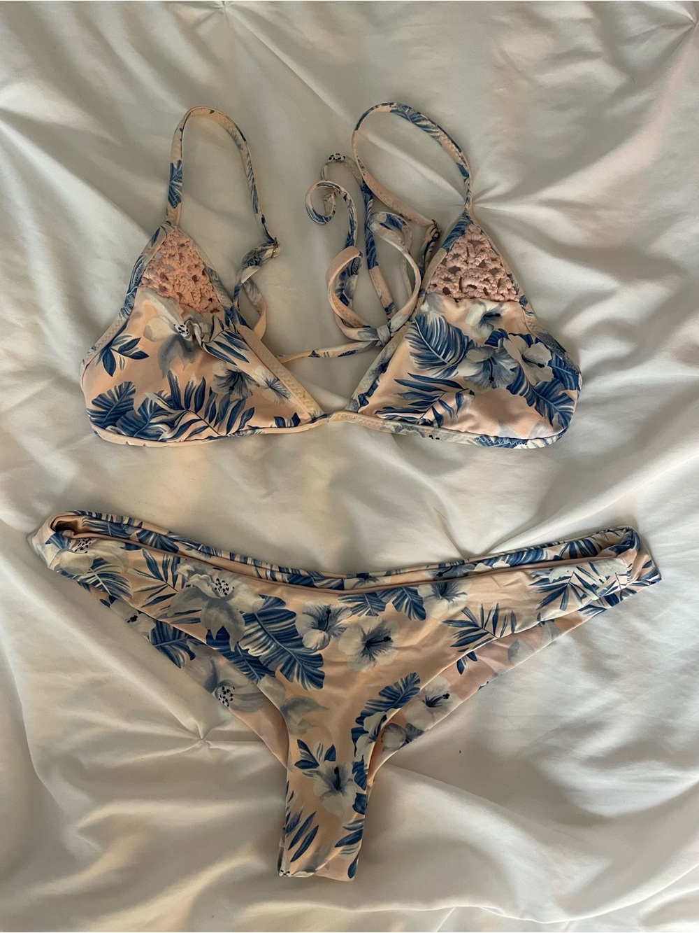 Frankie's Bikinis Blush Pink and Navy Floral Bikini
